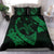 Hawaiian Map Hibiscus Turtle Fish Hook Polynesian Bedding Set Green - Polynesian Pride