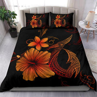 Hawaiian Fish Hook Hibiscus Plumeria Polynesian Bedding Set - Orange - Polynesian Pride