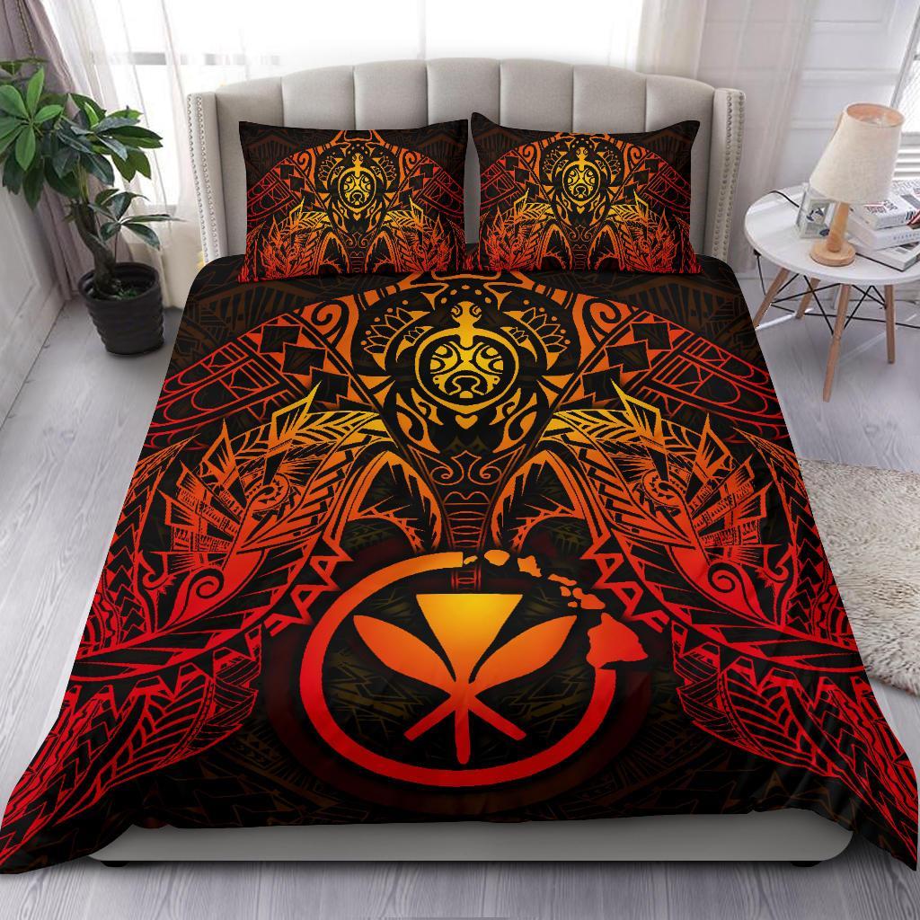 Polynesian Hawaii Duvet Cover Set - Red Turtle Manta Ray RED - Polynesian Pride