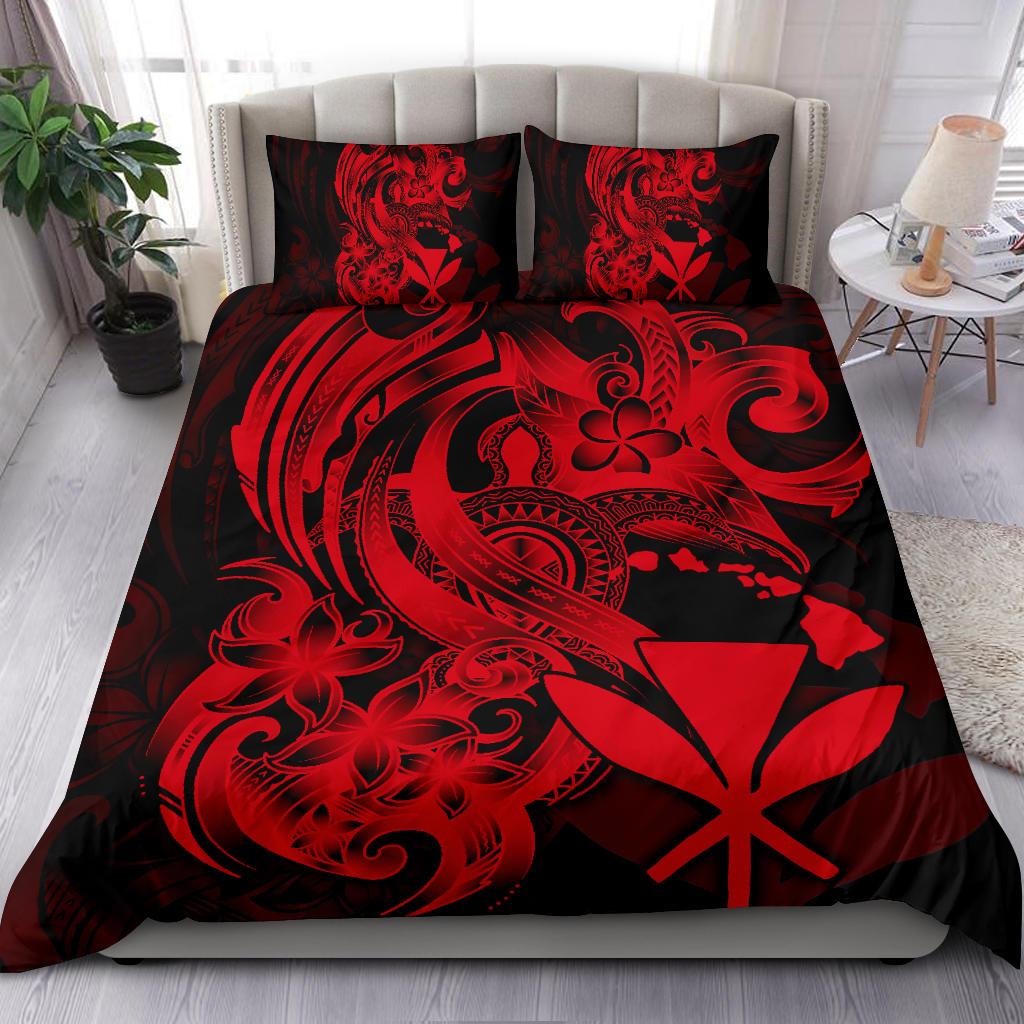 Polynesian Bedding Set - Hawaii Duvet Cover Set Red Turtle Art - Polynesian Pride