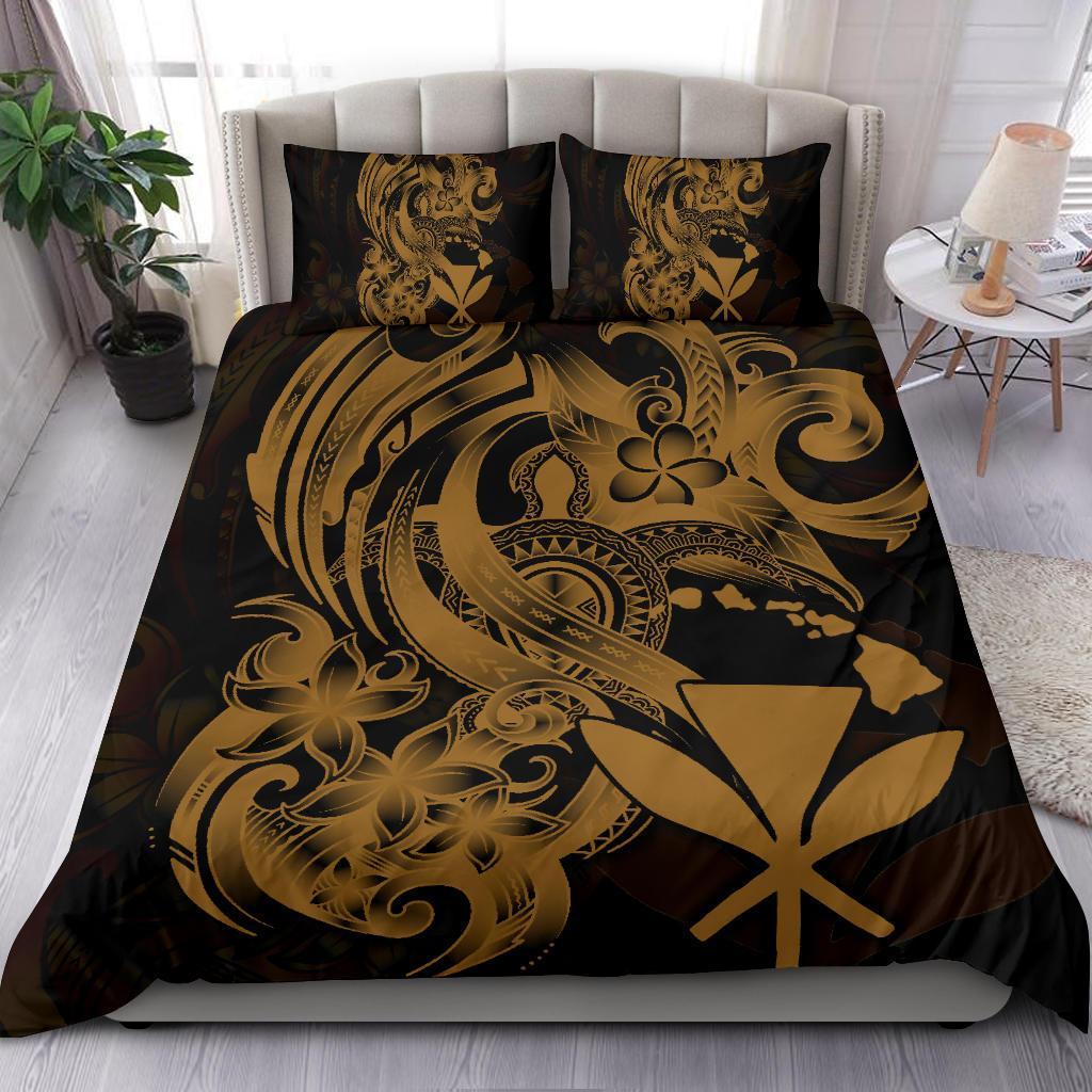 Polynesian Bedding Set - Hawaii Duvet Cover Set Gold Turtle Gold - Polynesian Pride