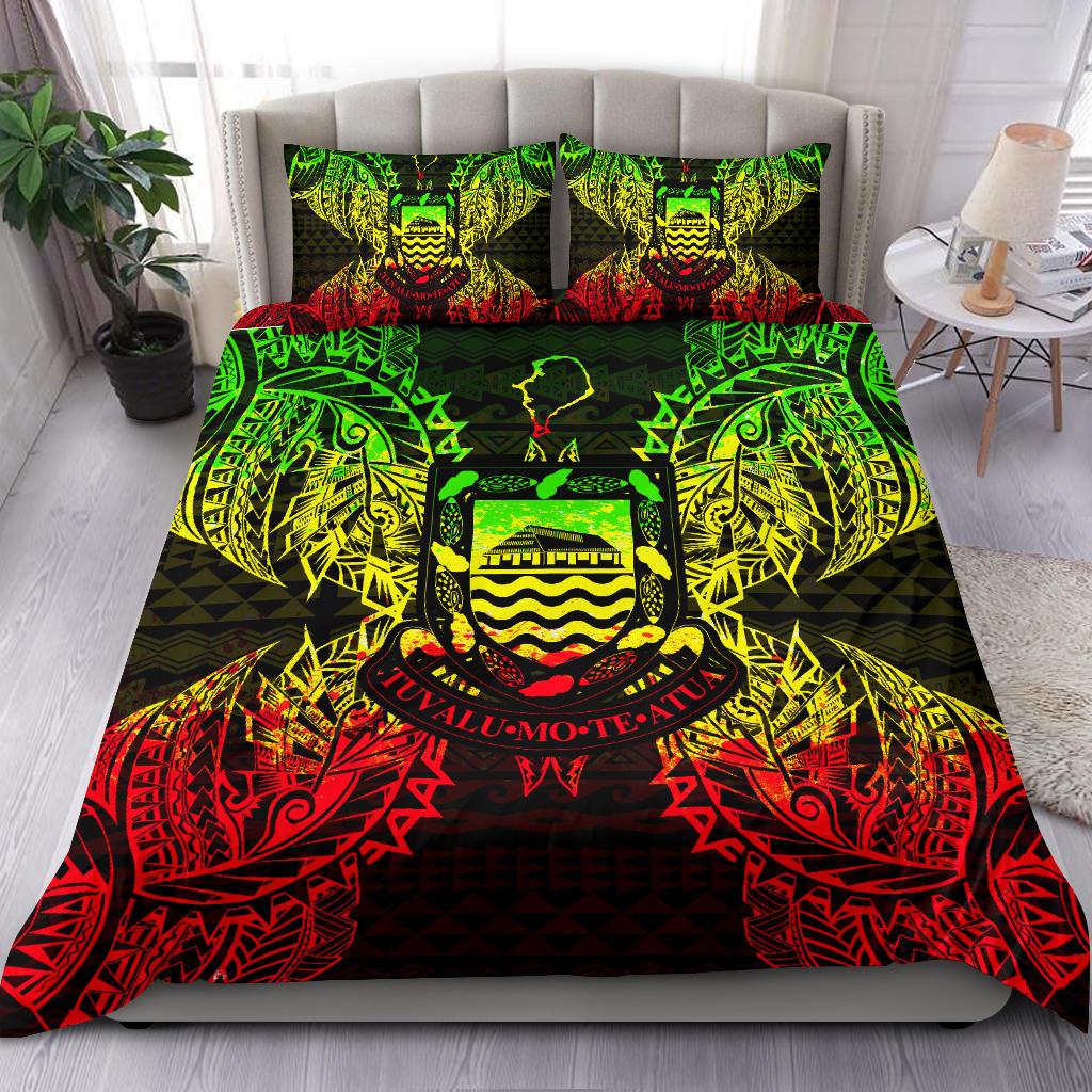 Polynesian Bedding Set - Tuvalu Duvet Cover Set Map Reggae Reggae - Polynesian Pride