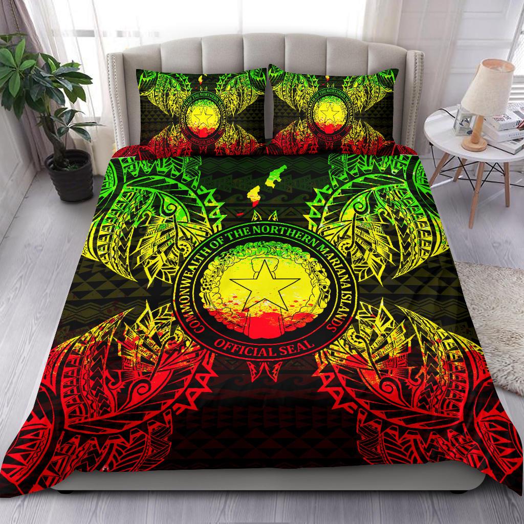 Polynesian Bedding Set - Northern Mariana Islands Duvet Cover Set Map Reggae Reggae - Polynesian Pride