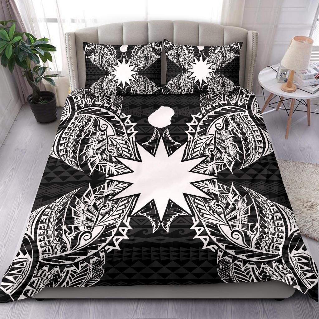 Polynesian Bedding Set - Nauru Duvet Cover Set Map Black Black - Polynesian Pride