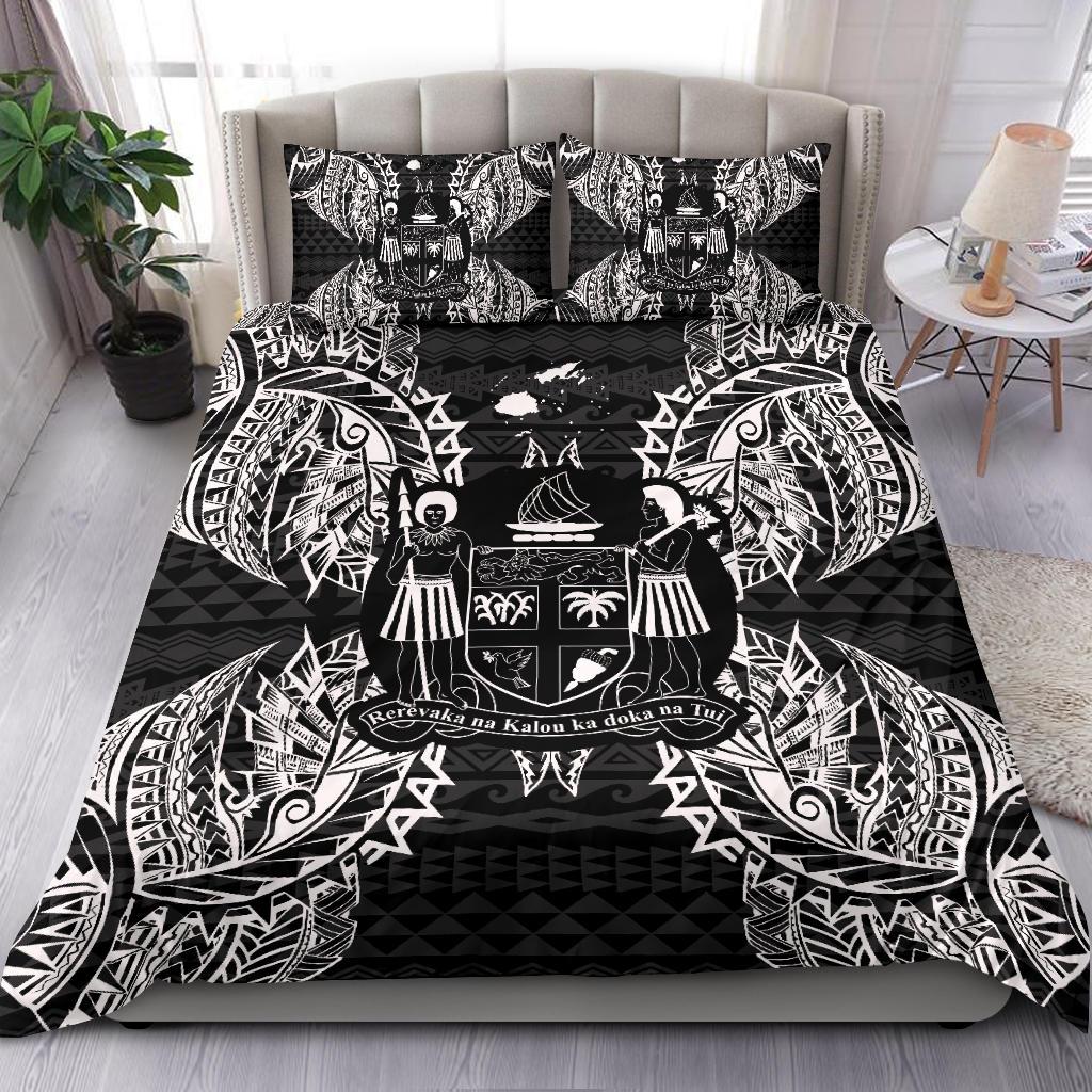 Polynesian Bedding Set - Fiji Duvet Cover Set Map Black Black - Polynesian Pride