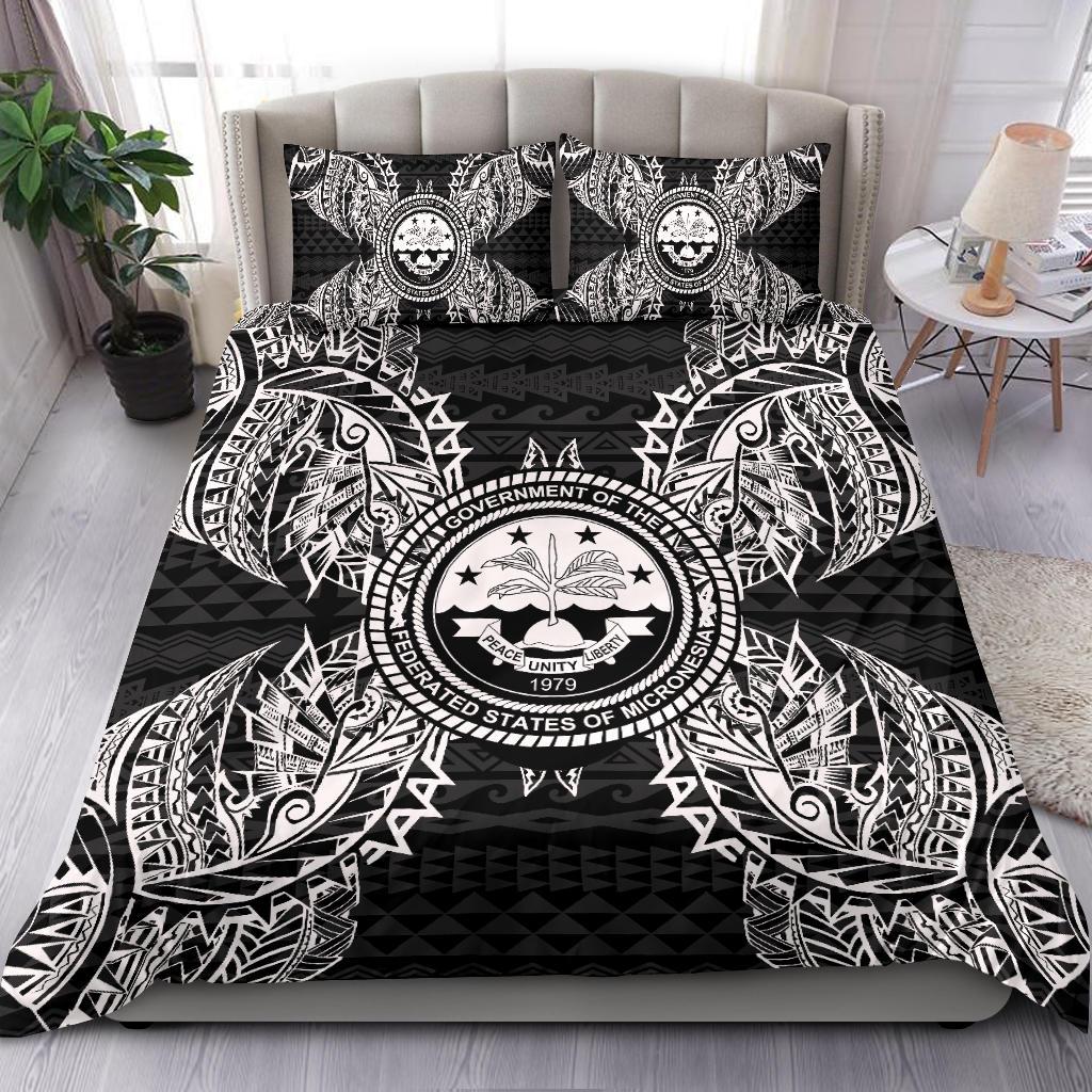 Polynesian Bedding Set - Federated States Of Micronesian Duvet Cover Set Map Black Black - Polynesian Pride