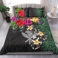Kanaka Maoli (Hawaiian) Bedding Set - Hibiscus Turtle Tattoo Gray - Polynesian Pride