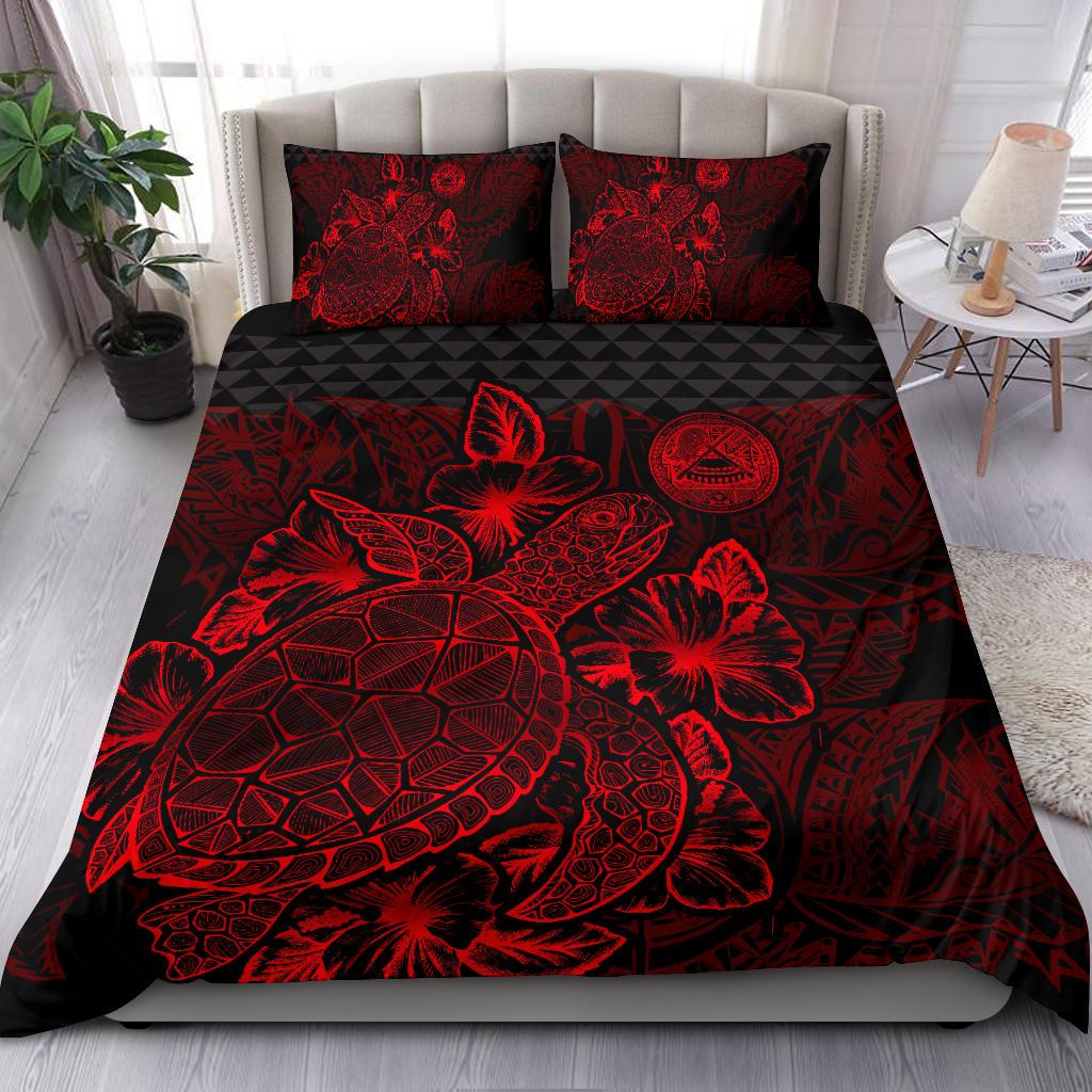 Polynesian Bedding Set - American Samoa Duvet Cover Set Red Color - Polynesian Pride