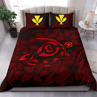 Hawaiian Turtle Hibiscus Plumeria Kanaka Polynesian Bedding Set Red - Soft Style - Polynesian Pride