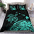 Hawaii Turtle Polynesian Map Plumeria Bedding Set Turquoise - Polynesian Pride