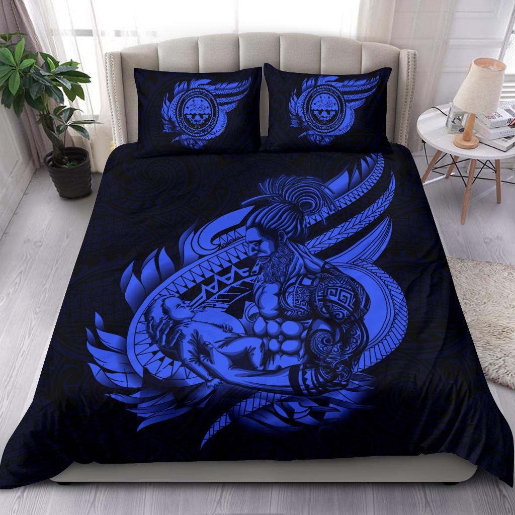 Polynesian Bedding Set - Federated States Of Micronesia Duvet Cover Set Father And Son Blue - Polynesian Pride