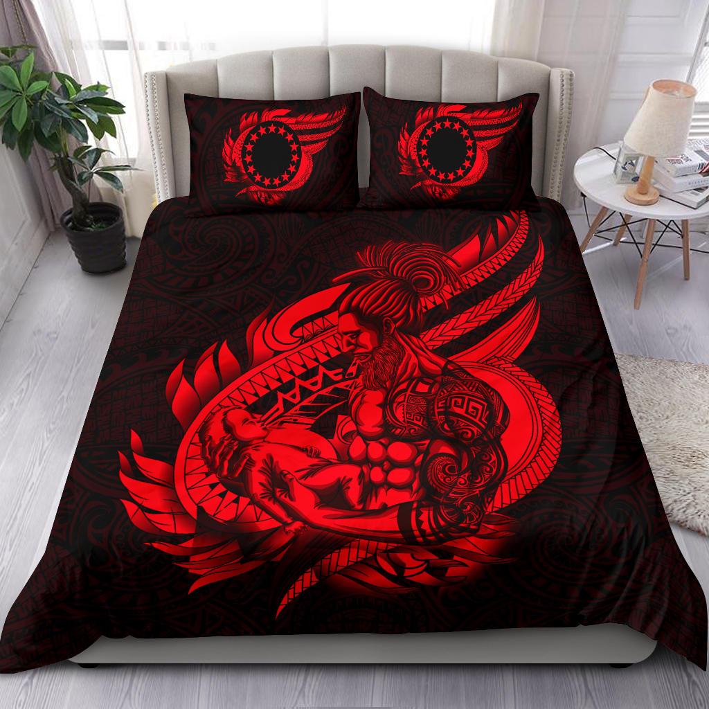 Polynesian Bedding Set - Cook islands Duvet Cover Set Father And Son Red - Polynesian Pride