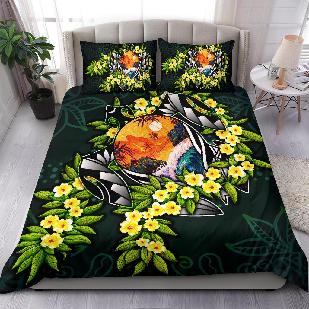 Polynesian Bedding Set - Ti Leaf Lei Turtle Duvet Cover Set Green - Polynesian Pride