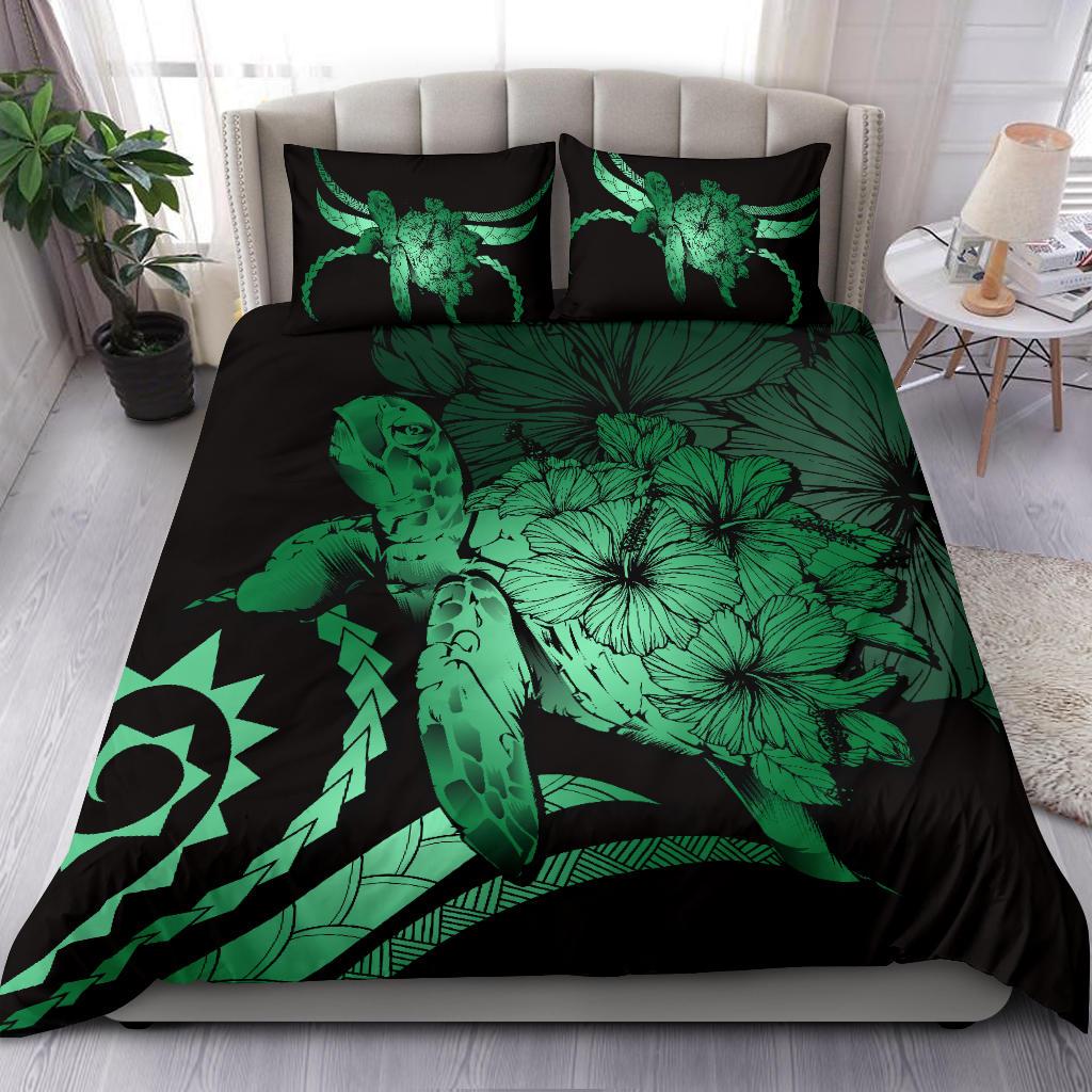 Hawaii Bedding Set - Hawaii Turtle Hibiscus Polynesian Vintage Bedding Set - Green - Polynesian Pride