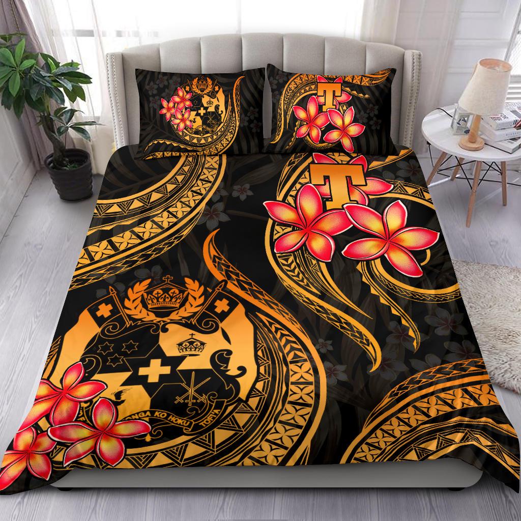 Polynesian Bedding Set - Tonga Duvet Cover Set - Gold Plumeria GOLD - Polynesian Pride