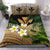 Kanaka Maoli (Hawaiian) Bedding Set, Polynesian Plumeria Banana Leaves Gold Gold - Polynesian Pride