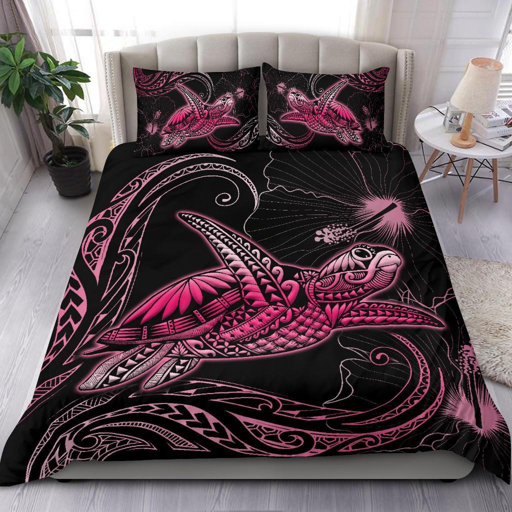 Turtle Polynesian Bedding Set Mix Hibiscus Pink Pink - Polynesian Pride