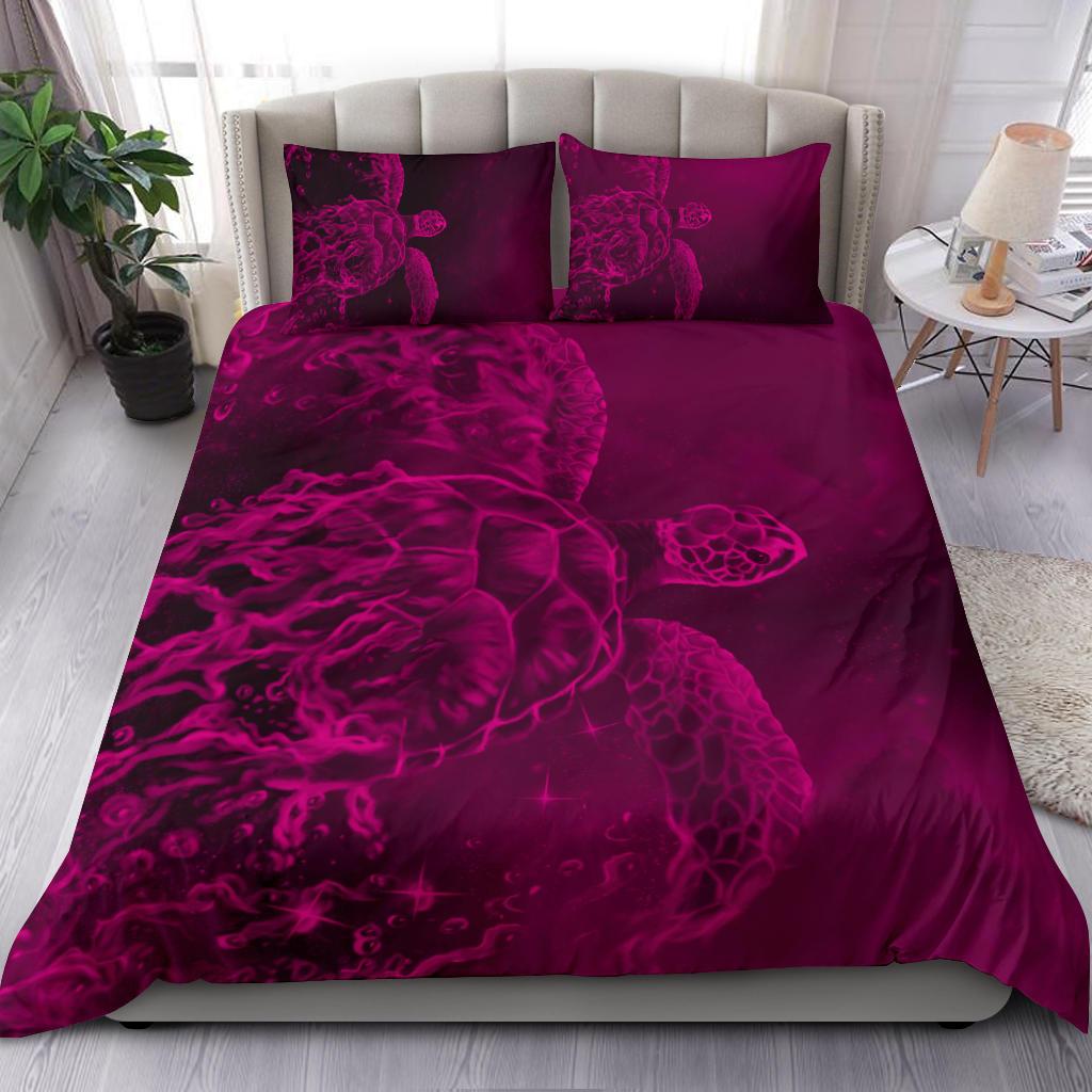 Hawaii Sea Turtle Water Color Travel Galaxy Bedding Set - AH - Pink - Polynesian Pride