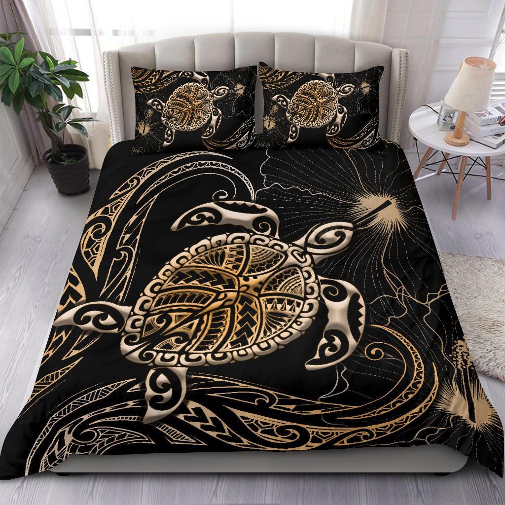 Polynesian Bedding Set Turtle Mix Hibiscus - Gold Gold - Polynesian Pride