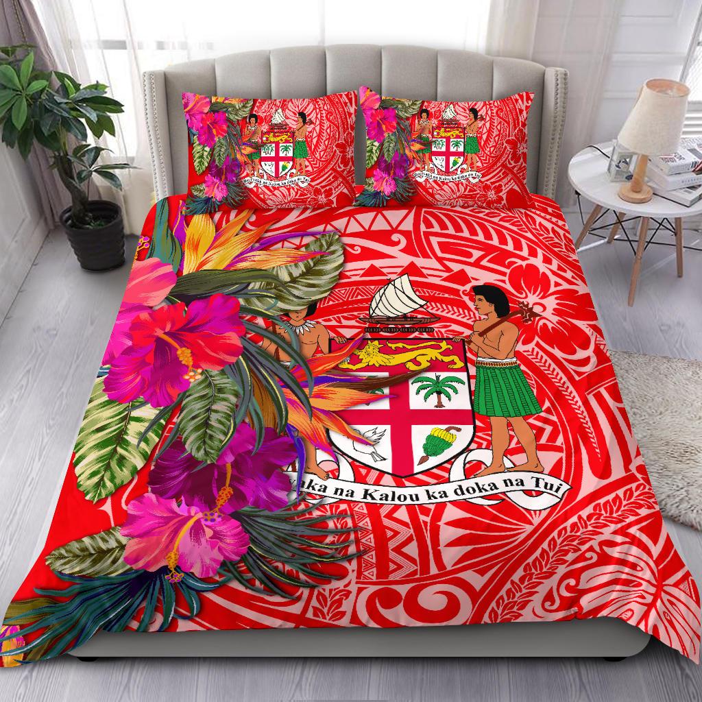 Fiji Bedding Set - Hibiscus Polynesian Pattern Red Version Red - Polynesian Pride