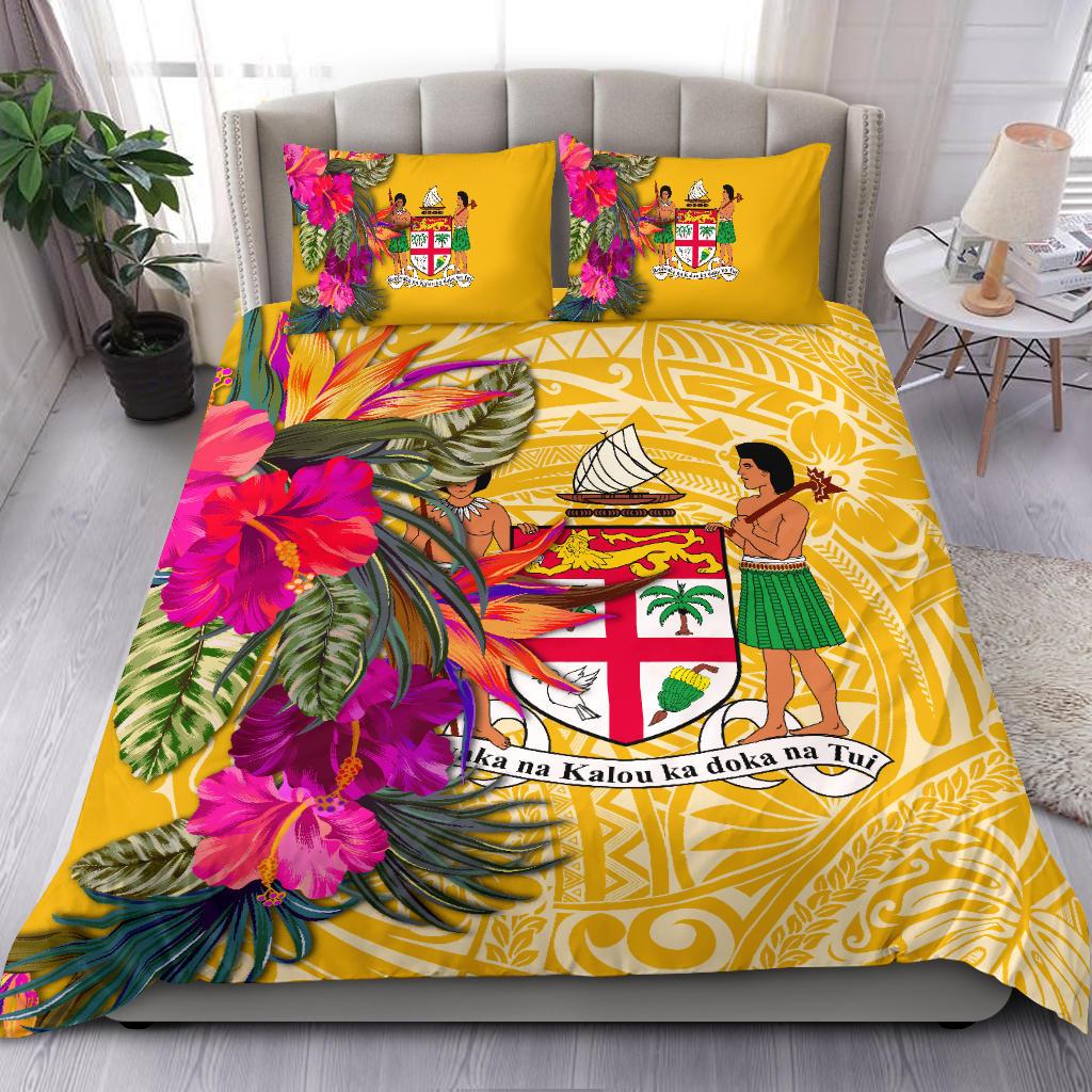 Fiji Bedding Set - Hibiscus Polynesian Pattern Yellow Version Yellow - Polynesian Pride