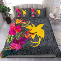 Papua New Guinea Bedding Set - Hibiscus Polynesian Pattern Gray Version Gray - Polynesian Pride