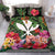 Kanaka Maoli (Hawaiian) Bedding Set - Coat Of Arms Tropical Flowers And Banana Leaves - Polynesian Pride