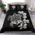 Hawaiian Kanaka Hibiscus Plumeria Mix Polynesian Turtle Bedding Set Gray AH - Polynesian Pride