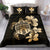 Hawaiian Kanaka Hibiscus Plumeria Mix Polynesian Turtle Bedding Set Gold AH - Polynesian Pride