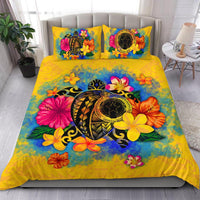 The Northern Mariana Islands Polynesian Bedding Set - Turtle with Plumeria and Hibiscus - Polynesian Pride