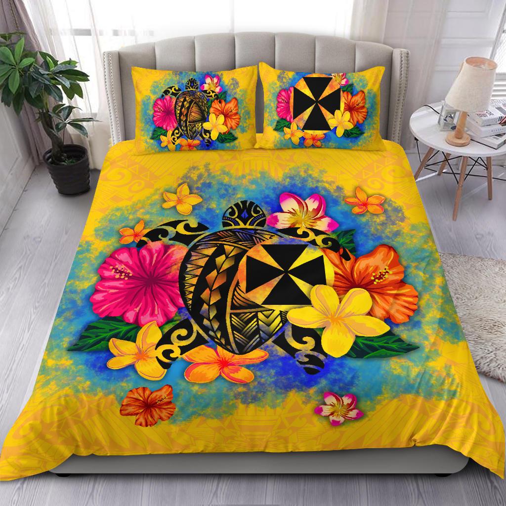 Wallis and Futuna Polynesian Bedding Set - Turtle with Plumeria and Hibiscus - Polynesian Pride