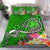 Hawaii Bedding Set - Turtle Plumeria Polynesian Tattoo Green Color - Polynesian Pride