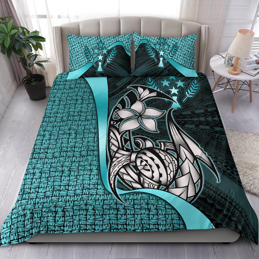 Kosrae Micronesian Bedding Set Turquoise - Turtle With Hook Turquoise - Polynesian Pride