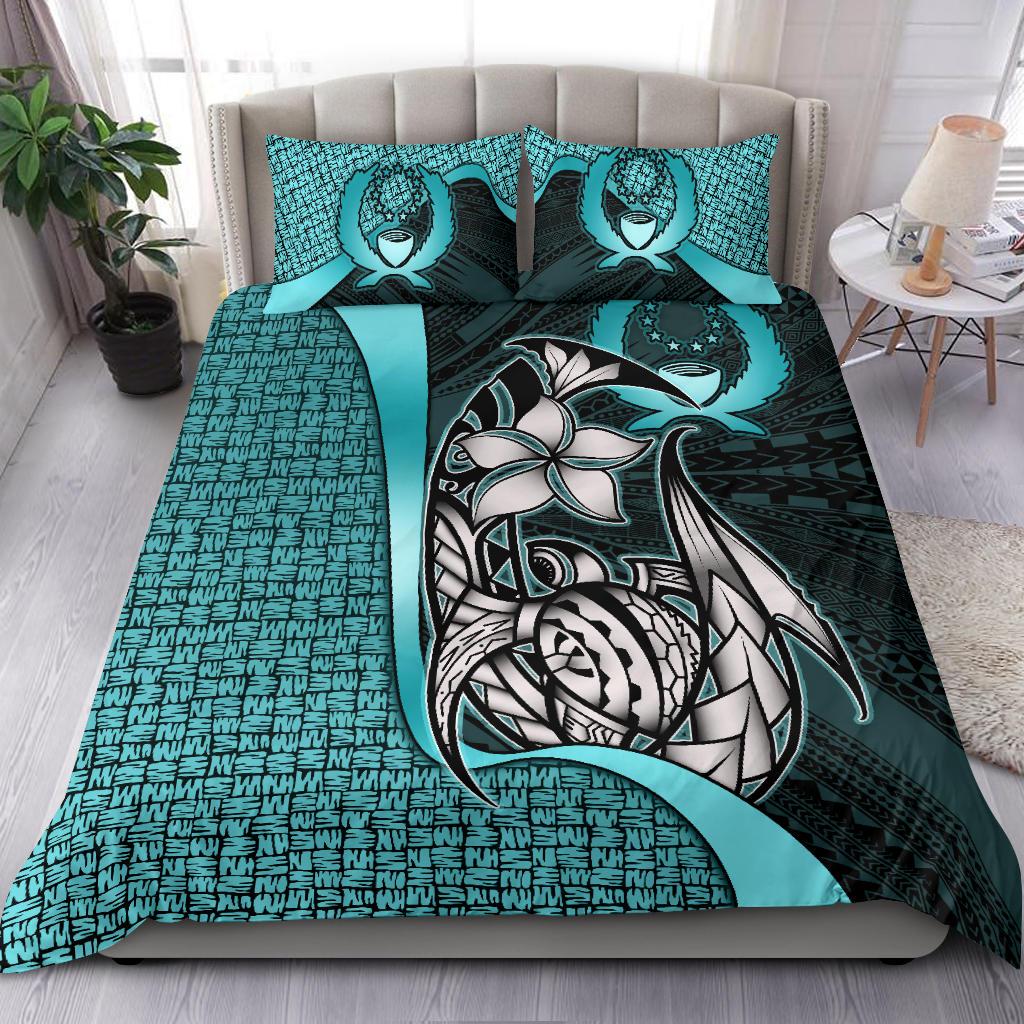 Pohnpei Micronesian Bedding Set Turquoise - Turtle With Hook Turquoise - Polynesian Pride