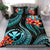 Polynesian Bedding Set - Hawaii Duvet Cover Set - Turquoise Plumeria - Polynesian Pride