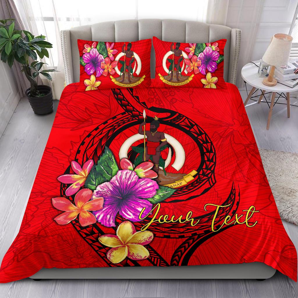Vanuatu Polynesian Custom Personalised Bedding Set - Floral With Seal Red Red - Polynesian Pride