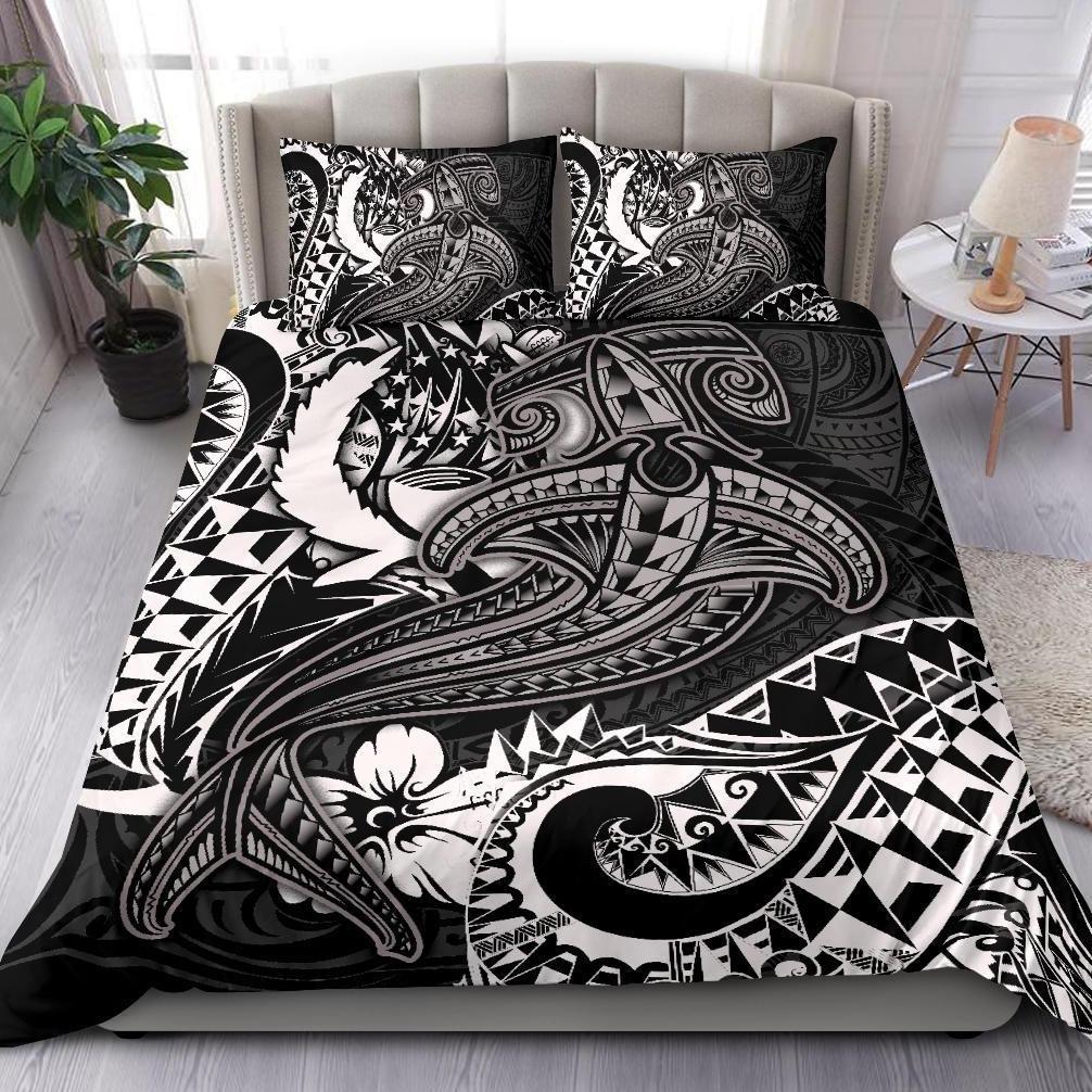 Pohnpei Bedding Set - White Shark Polynesian Tattoo White - Polynesian Pride