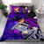 Kanaka Maoli (Hawaiian) Bedding Set, Polynesian Pineapple Banana Leaves Turtle Tattoo Purple - Polynesian Pride