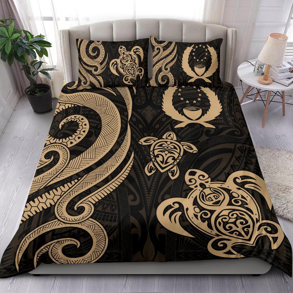 Pohnpei Micronesian Bedding Set - Gold Tentacle Turtle Gold - Polynesian Pride