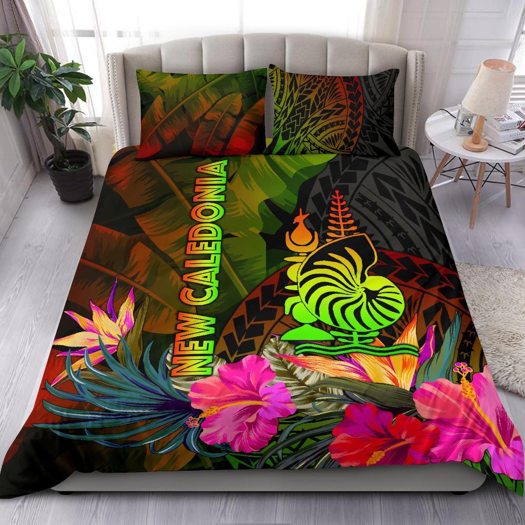 New Caledonia Polynesian Bedding Set - Hibiscus and Banana Leaves - Polynesian Pride