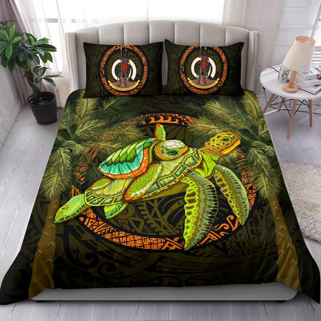 Vanuatu Bedding Set - Polynesian Turtle Palm Tree Green - Polynesian Pride