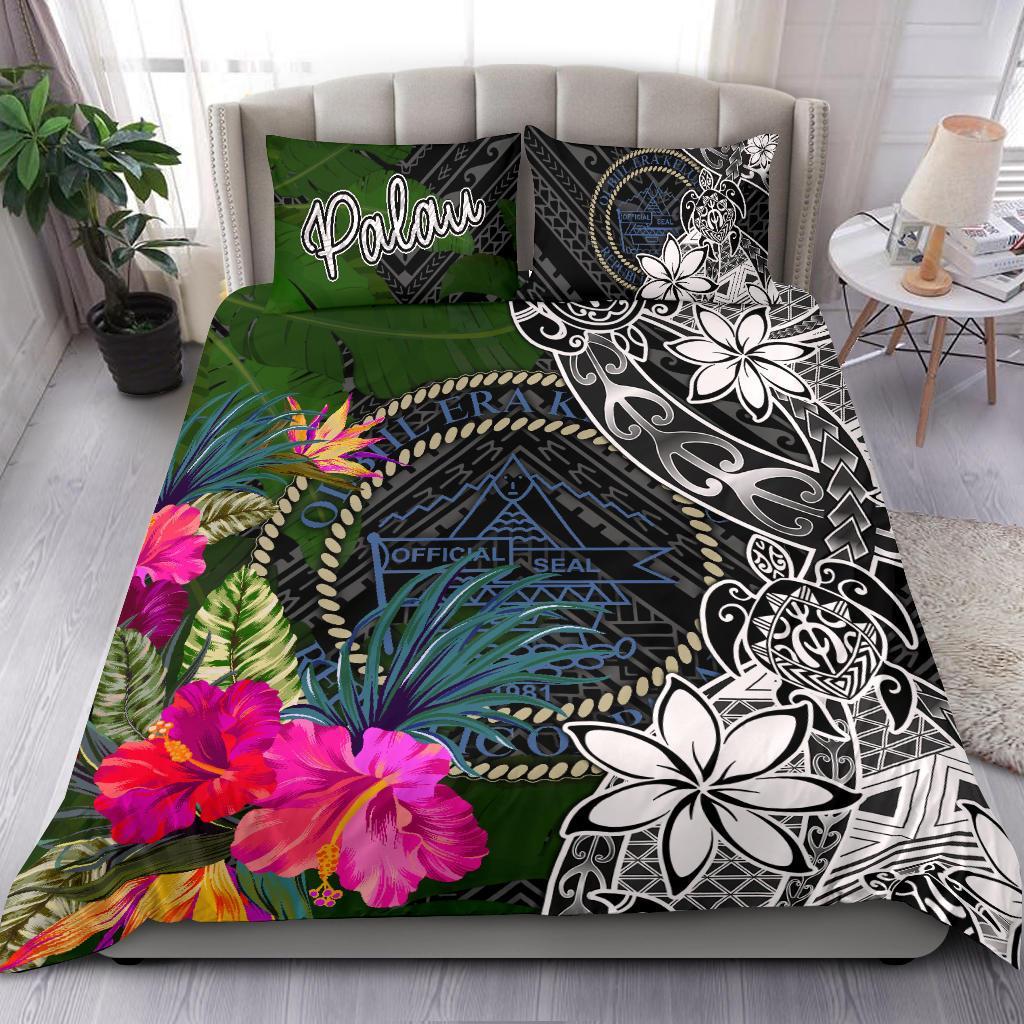 Palau Bedding Set - Turtle Plumeria Banana Leaf Crest - Polynesian Pride