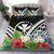 Hawaii Bedding Set - Hawaii Coat of Arms & Polynesian Tropical Flowers White - Polynesian Pride