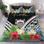 Tuvalu Bedding Set - Tuvalu Coat of Arms & Polynesian Tropical Flowers White Black - Polynesian Pride