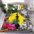 New Caledonia Custom Personalised Bedding Set White - Turle Plumeria Banana Leaf White - Polynesian Pride