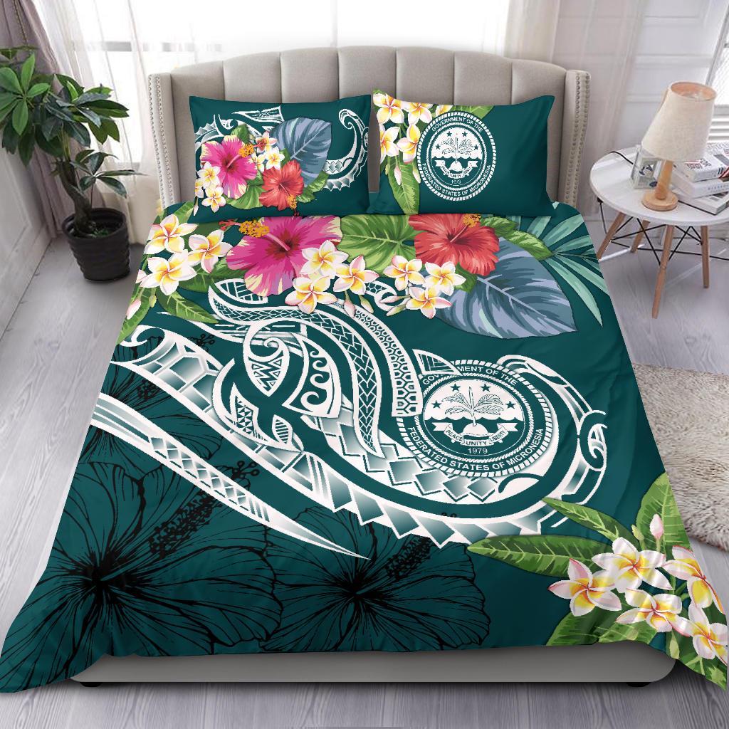 FSM Polynesian Bedding Set - Summer Plumeria (Turquoise) - Polynesian Pride