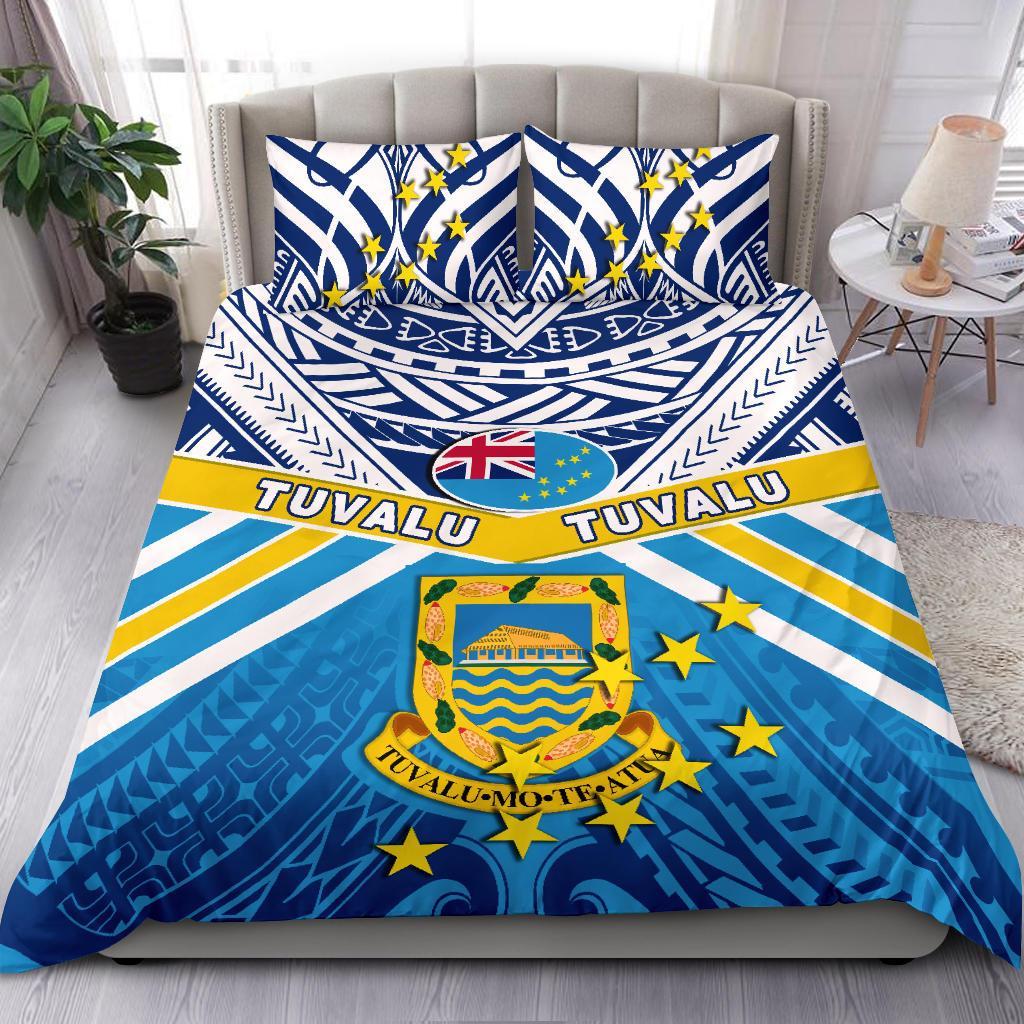 Tuvalu Rugby Bedding Set Polynesian Flag Blue - Polynesian Pride