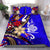 New Caledonia Bedding Set - Tribal Flower With Special Turtles Blue Color - Polynesian Pride