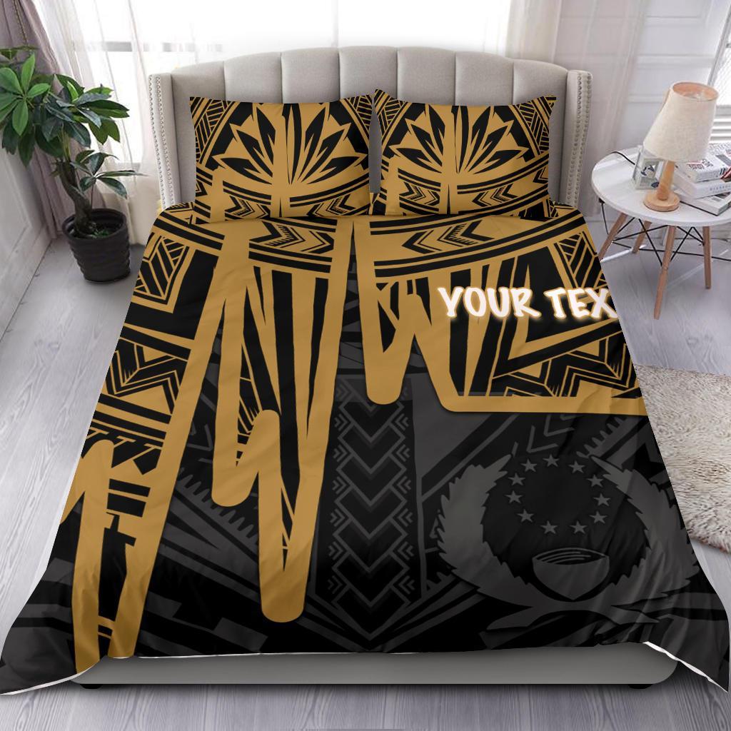 Pohnpei Personalised Bedding Set - Pohnpei Seal In Heartbeat Patterns Style (Gold) - Polynesian Pride