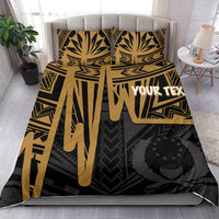 Pohnpei Personalised Bedding Set - Pohnpei Seal In Heartbeat Patterns Style (Gold) - Polynesian Pride